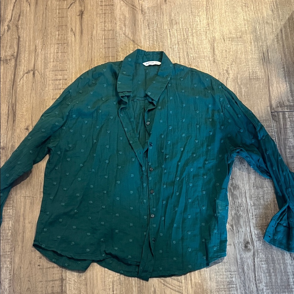 Stradivarius dark green polka dot Blouse